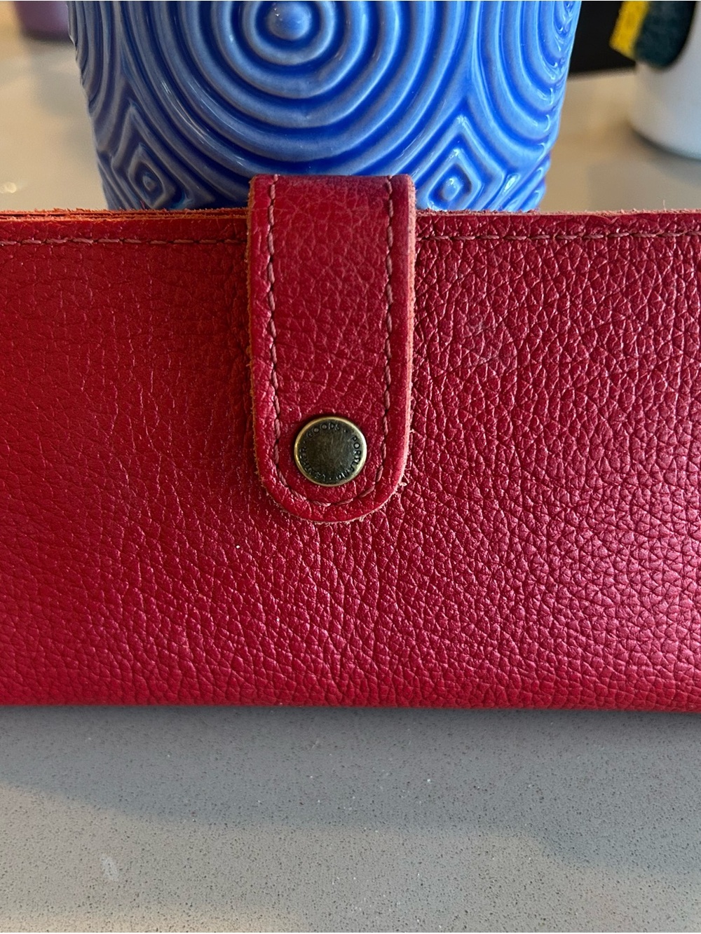 Portland Leather Bright Red Pebbled Snap Wallet